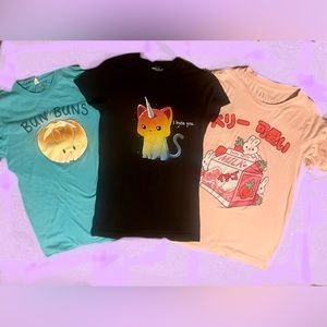 Strawberry Milk Bunny Kanji, Bun Buns, and Magical Kittencorn I Hate You Tees